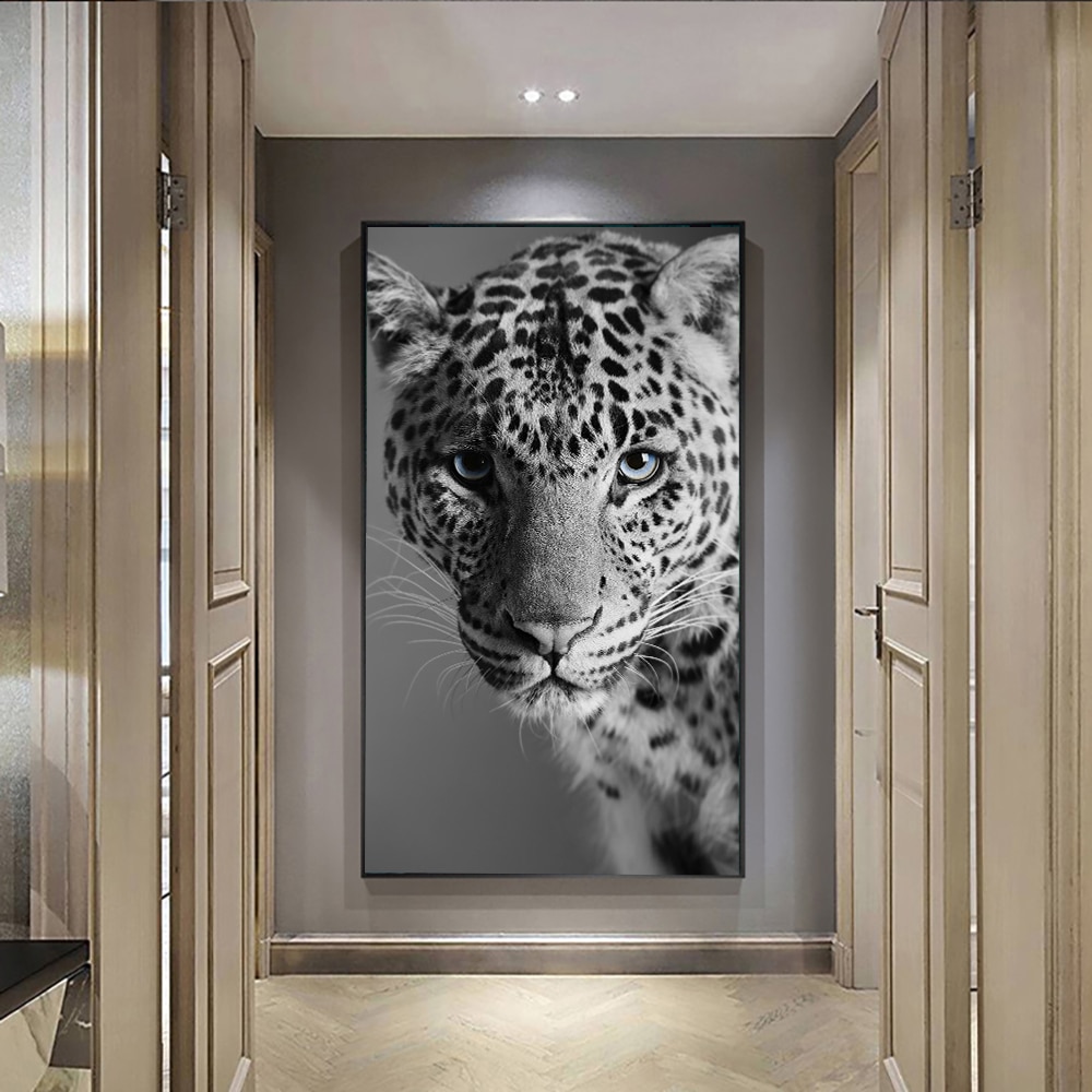 Preto e branco leopardo pantera na parede arte cartazes e impressões animais pantera arte imagens para sala de estar cuadros