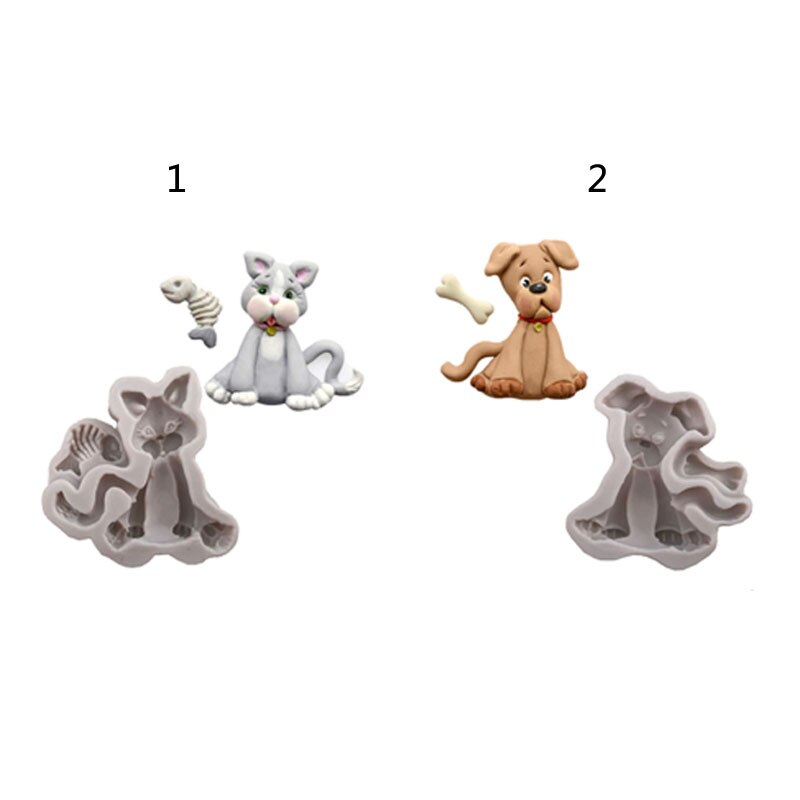 3d dyr silikonform katt hund form fondant kakeform gjør-det-selv kake dekorasjonsverktøy kjøkkentilbehør