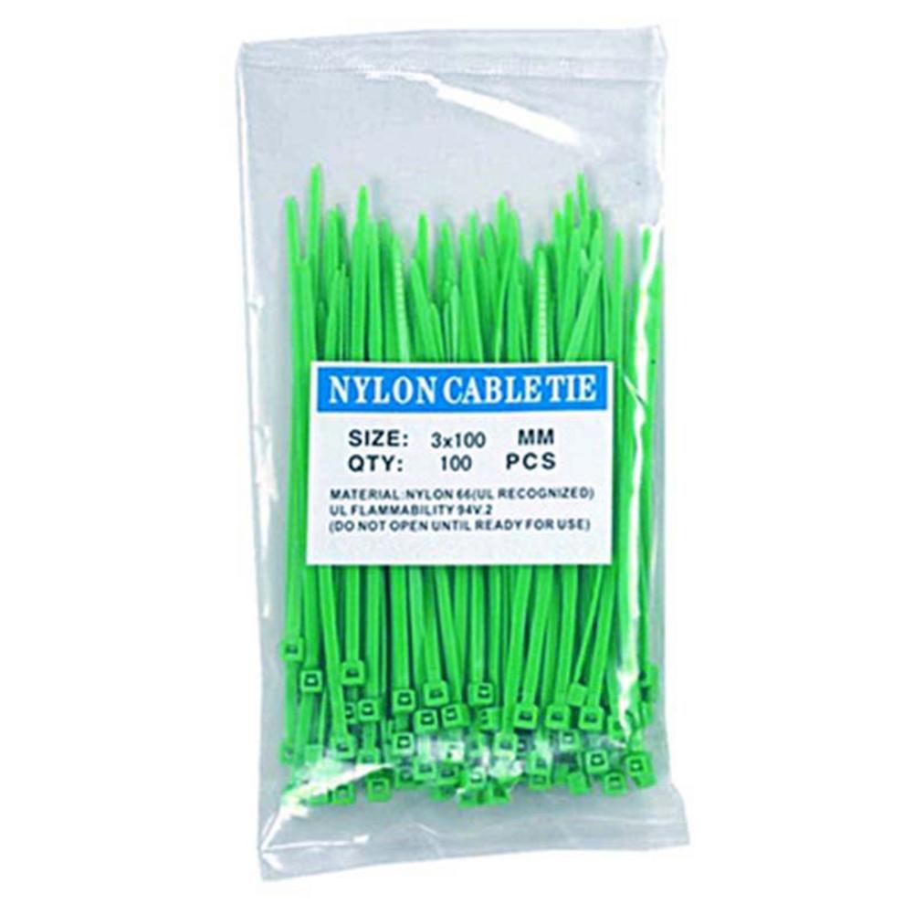 Self-Locking Plastic Nylon Wire Cable Zip Ties 100pcs Green Cable Ties Fasten Loop Cable Various Specifications: Default Title