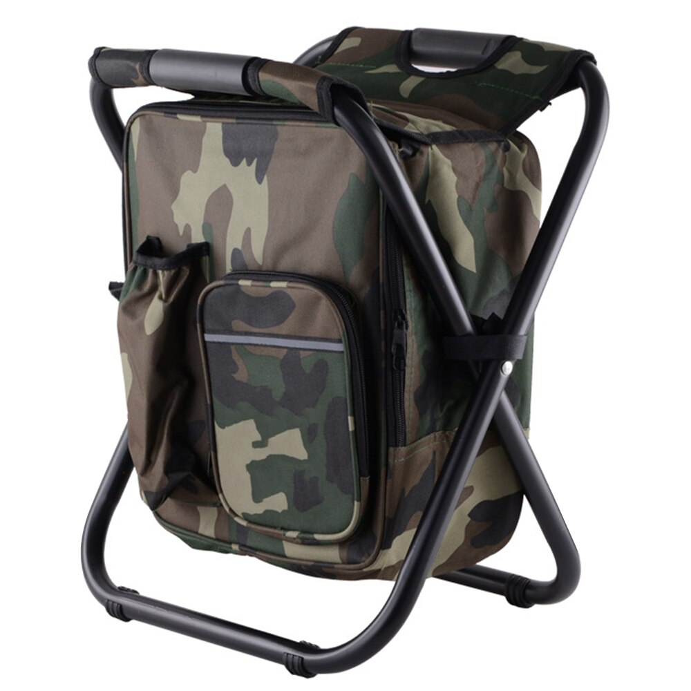 Sfit Folding Camping Fishing Chair Backpack Stool Backpack With Cooler Insulated Picnic Bag Hiking Seat Camouflage Table Bag: Default Title