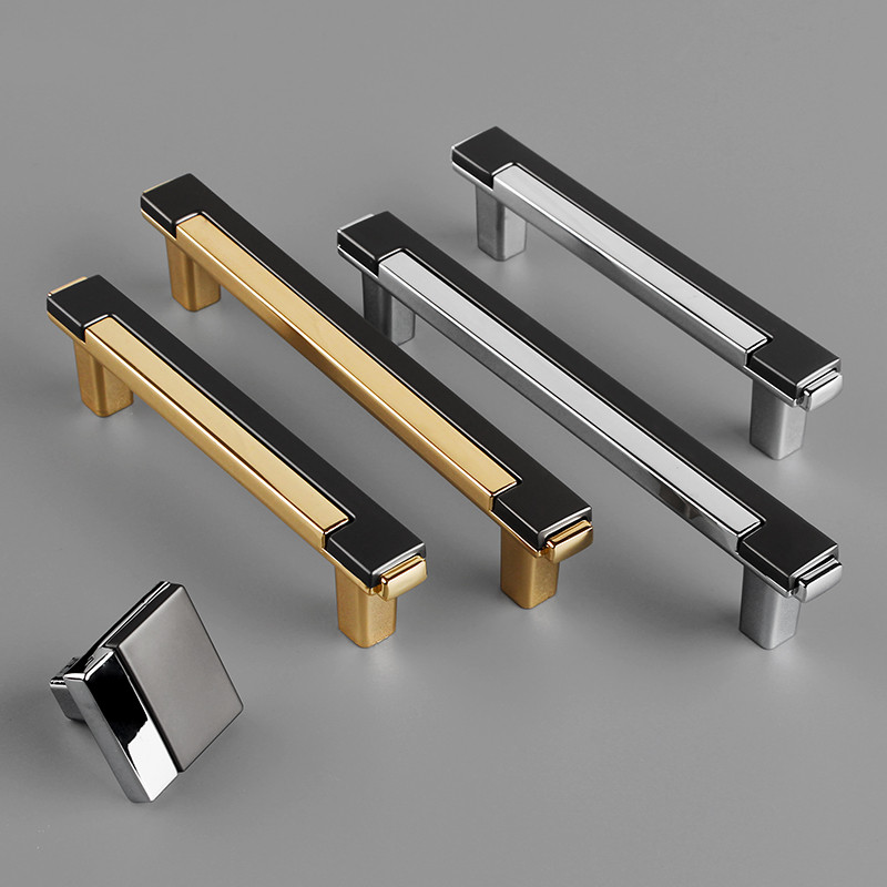 Pomos de armario para cocina, tiradores modernos para cajón, negro, plateado, herrajes para puerta,
