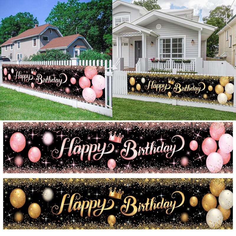 2 Personalised Birthday Banner Children Adults Balloon Star