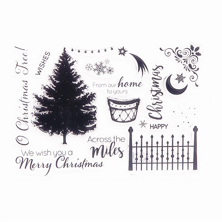 11x15.5cm arbre de noël transparent joint clair timbres silicone joint TPR rouleau timbres album à faire soi-même album/carte matrices de découpe: only Clear stamps
