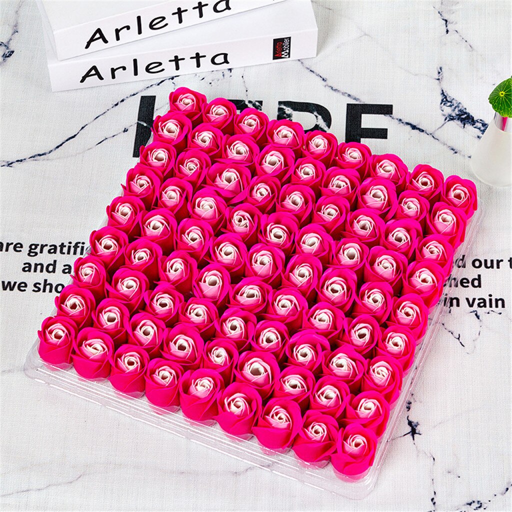 81Pcs/1Box Bruiloft Decoratie Rose Zeep Bloem Hoofd Drie-Layer Zonder Base Simulatie Rose Eeuwige bloem Roos: D
