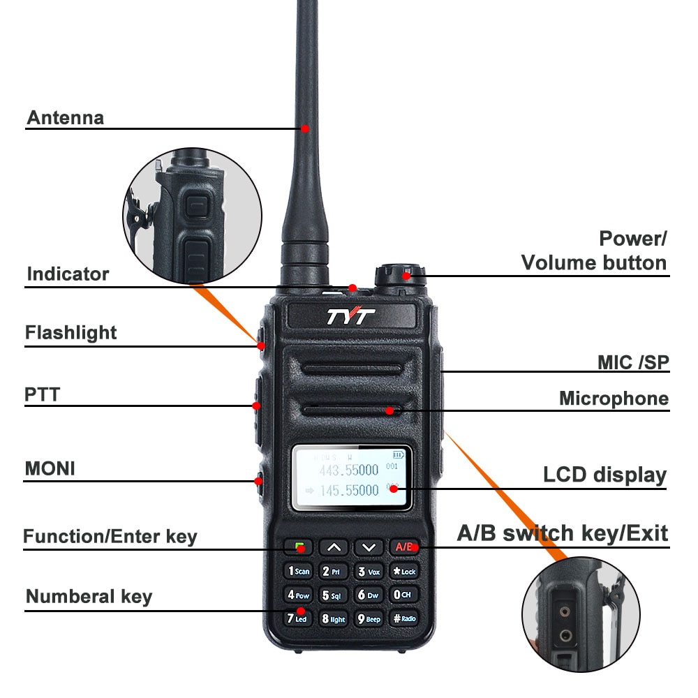 TYT TH-UV88 VOX Dual Band walkie Talkie VHF 136-174MHz & UHF 400-480MHz 5W 200CH Scrambler tragbar zwei Weg Radio TYT FM Radio