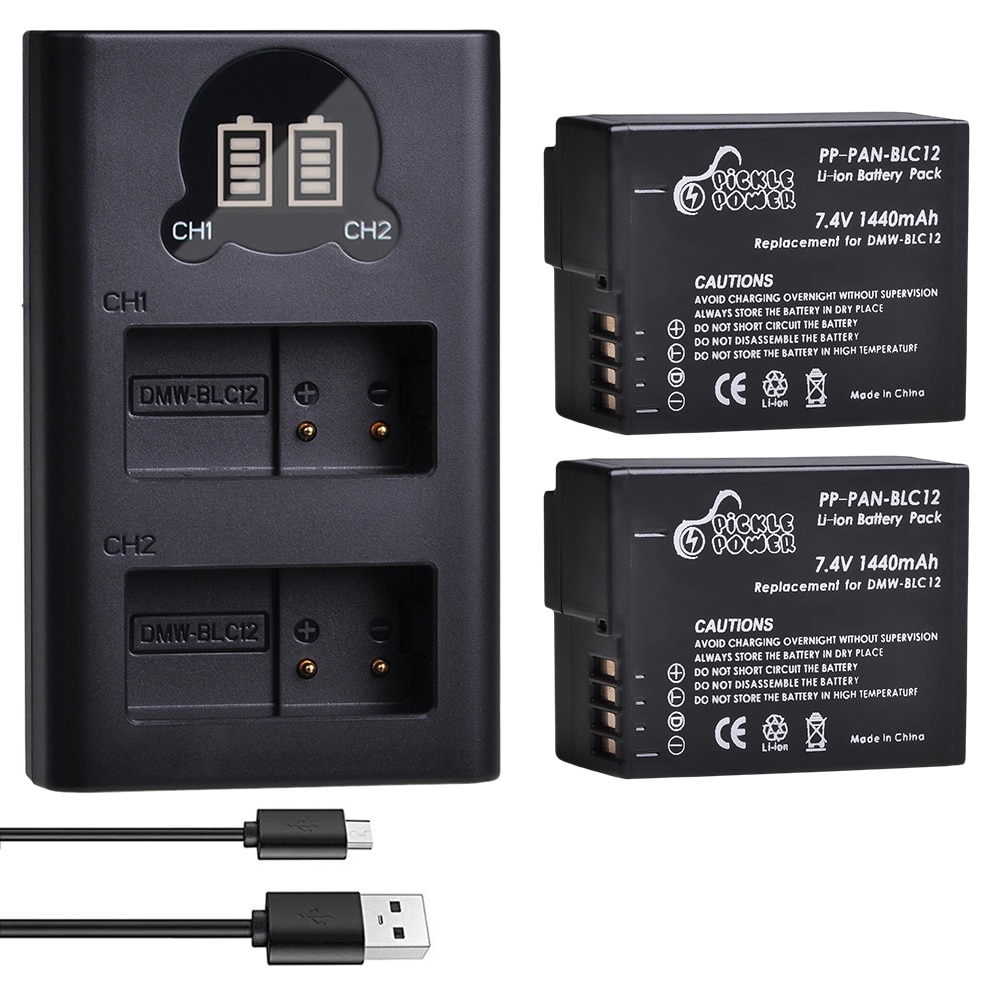 1440mAh DMW-BLC12PP BLC12E DMW-BLC12 Batteria & LED Dual Caricabatterie per Panasonic Lumix DMC DMC FZ1000 FZ200 FZ300 G85 G5 G6 g7 GH2 GX8.