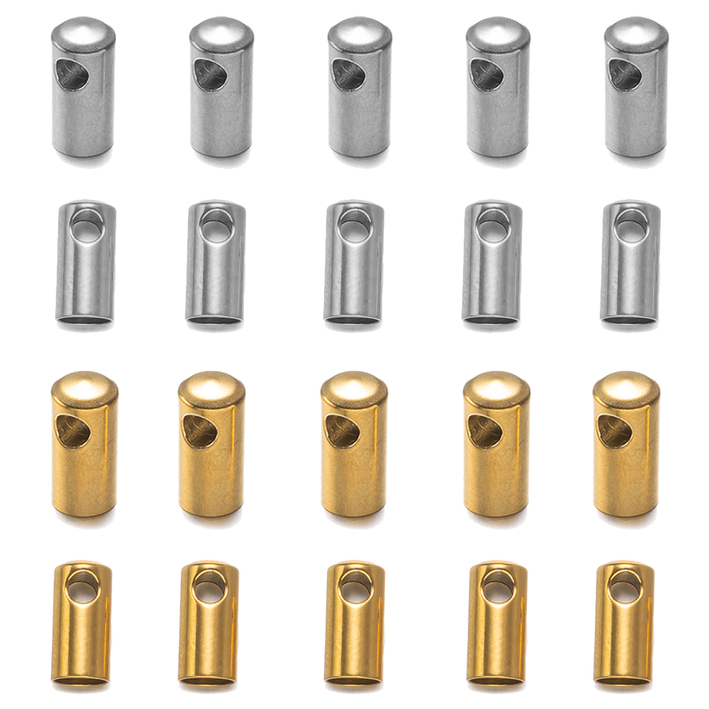 Terminadores de cordón de cuero de acero inoxidable, tapas de cuentas de Punta final para collar DIY, pulseras, materiales de fabricación de joyas, hallazgos, 10 piezas