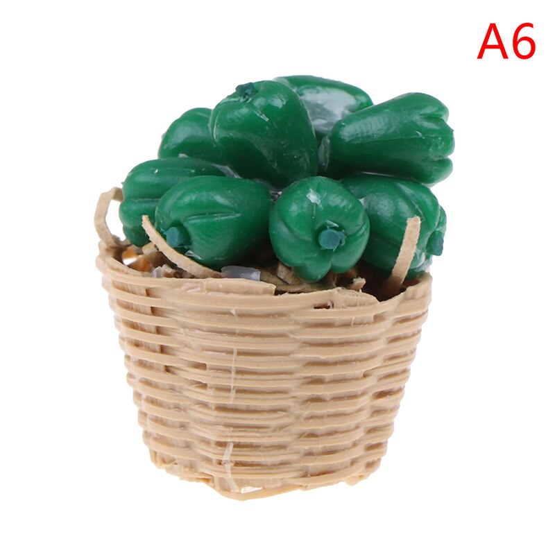 1:12 mini simulering kunstige frugter og grøntsager dukkehus vegetabilsk bambus kurv miniature tilbehør til børn: Blå