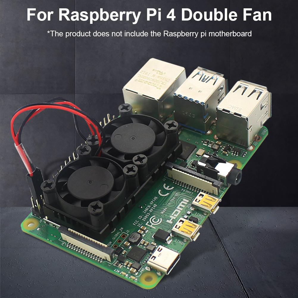 5V Dual Cooling Fan For Raspberry Pi 3 B+ 4 Generation Radiator With Thermal Adhesive With 2 Heat Sinks