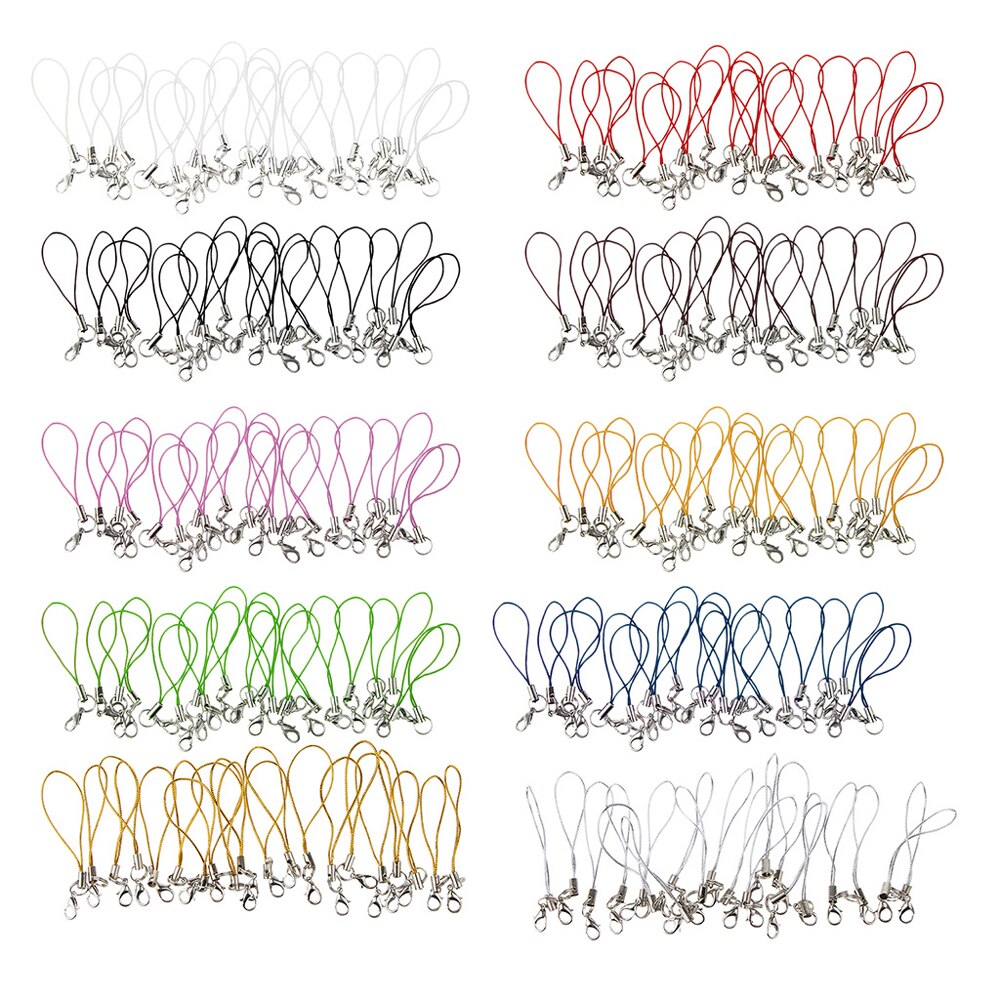 20Pcs Multicolor Polyester Mobiele Telefoon Strap Mobiele Telefoon Camera Sleutelhanger Hanger Karabijn Hand Wrist Lanyard