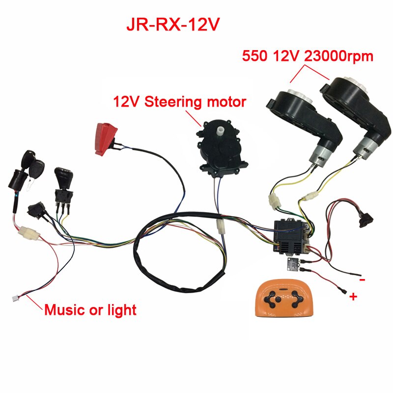 Kinderen Elektrische Auto Diy Gewijzigd, Draden Schakelaar En Motor Volledige Set, met 2.4G Bluetooth Afstandsbediening En Ontvanger: 12V Full set