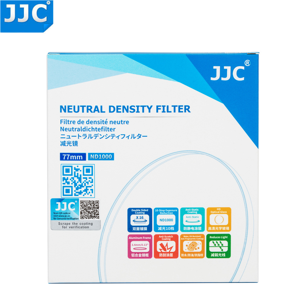 JJC F-ND serie 49MM bis 82MM ND1000 Neutral Dichte Filter Nimmt HD Optische Glas 10-Stop Exposition reduktion Mit Filter Fall
