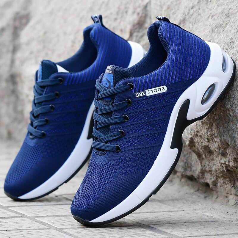 Summer Air Mesh Breathable Wedges Sneakers For Men Outdoor sport Vulcanized Shoes Mens Sneakers Plus Size 38-44: Blue / 7.5