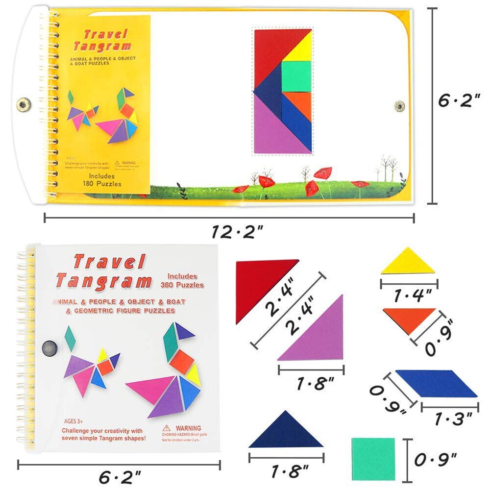 1 sæt 360 puslespil magnetisk rejse tangram pædagogisk børn legetøjsudfordring iq bog i 3-100 år a til familie