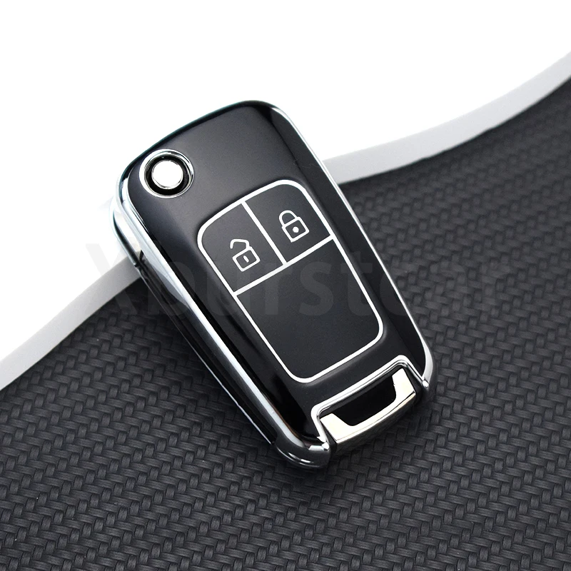 Funda de TPU para llave de coche, carcasa Fob para Chevrolet Aveo Prism Spark Trax Cruze, Opel Insignia Astra J Zafira Corsa D Mokka Meriva: Blanco