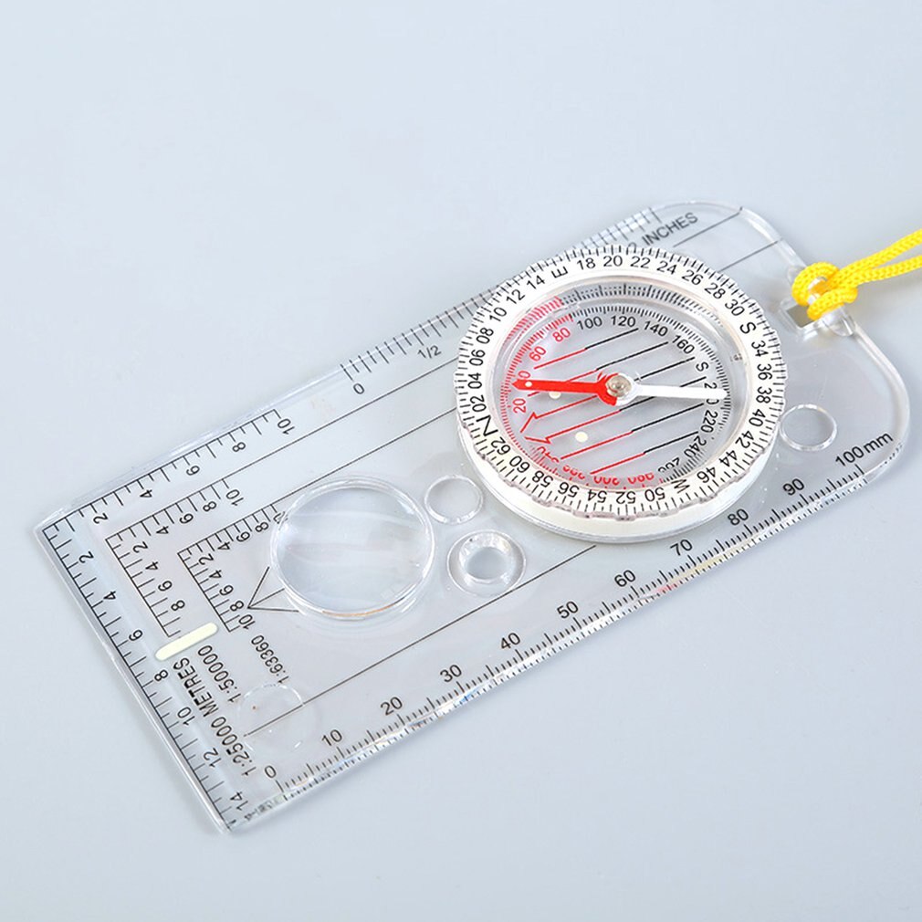 Drawing Scale Compass Folding Map Ruler Buckle Car Camping Hiking Pointing Guide Portable Handheld Compass
