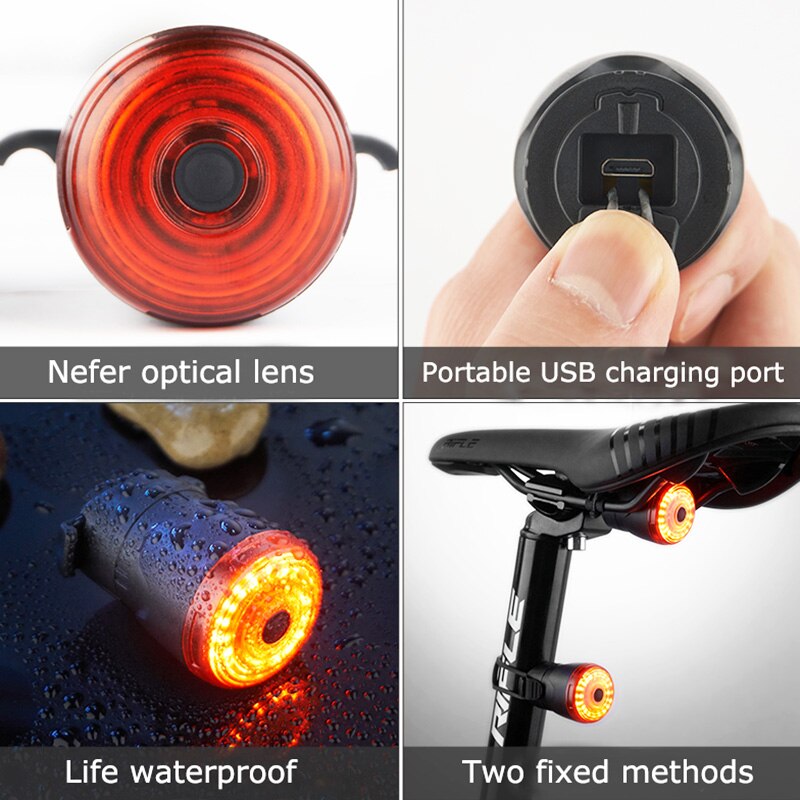 Leadbike Smart Rem Sensing Fiets Achterlichten Fietsen Licht Waterdichte Usb Opladen Fiets Led Achterlicht Mtb Accesorios