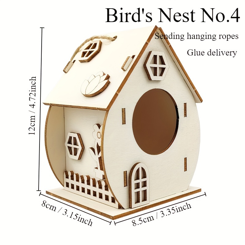 Kit de Casa de pájaros de Madera rústica, Nido de Pájaros de Graffiti , casa de pájaros de madera con cuerda colgante, decoración al aire libre, decoración de jardín decorativa