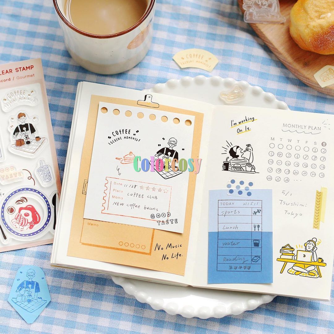 Japan BGM Clear Stamp Album Book, Acrylic Stamping Clear Block, Transparent Clear Stamps Seal,for Scrapbooking Craft Card Making