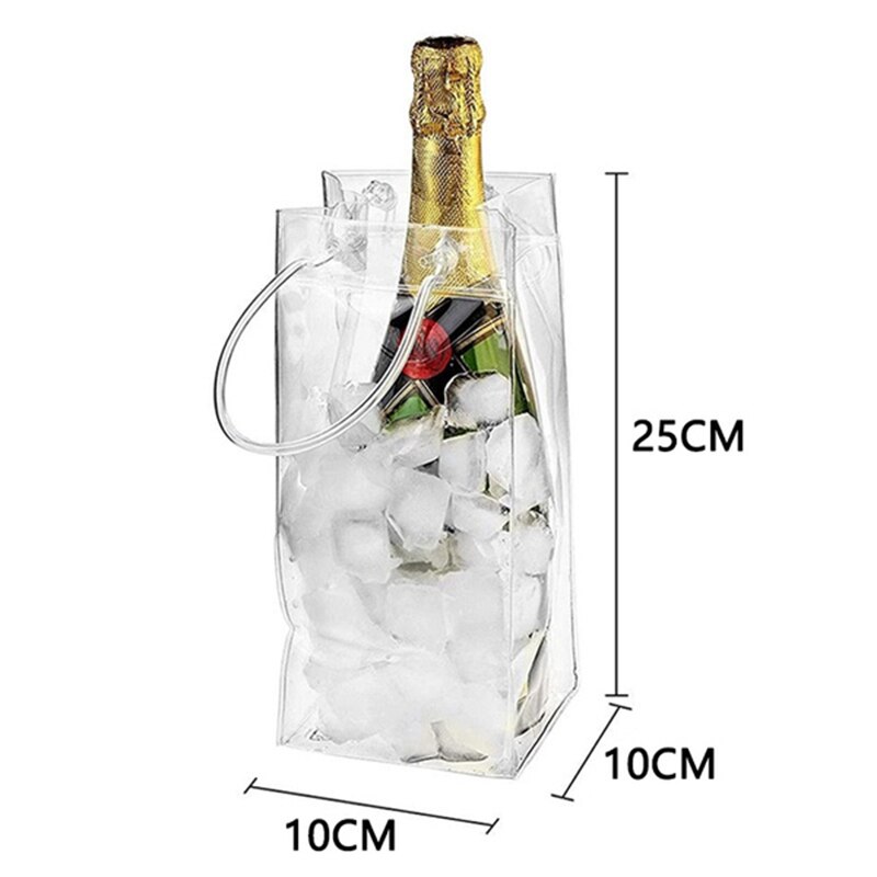 PVC Leakproof Ice Bag ECO Friendly Transparent Ice Pack Portable Ice Bucket Wine Bottle Chiller with Carry Handle Ice-Cold Tools
