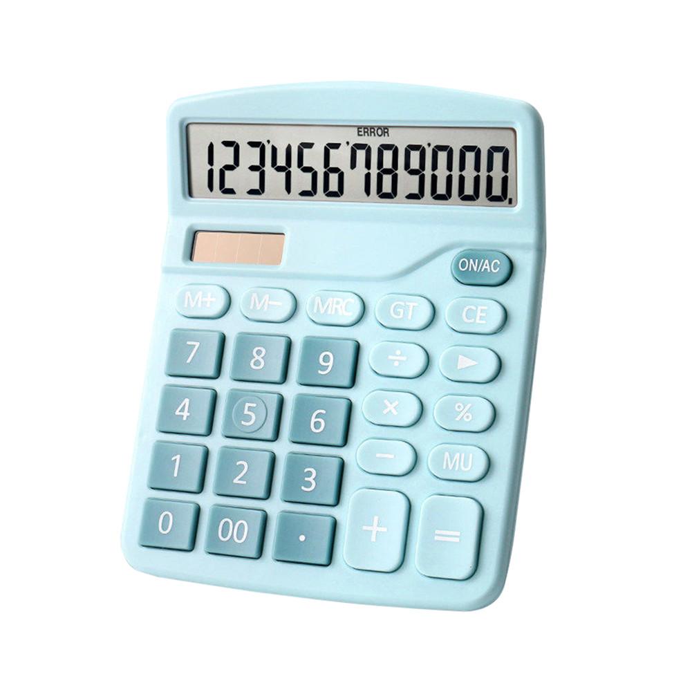 Kleurrijke Rekenmachine 12-Cijferig Display Voor Kantoor Financiën Student Batterij Solar Dual Power Grote Lcd Display Basic Rekenmachine: Blue