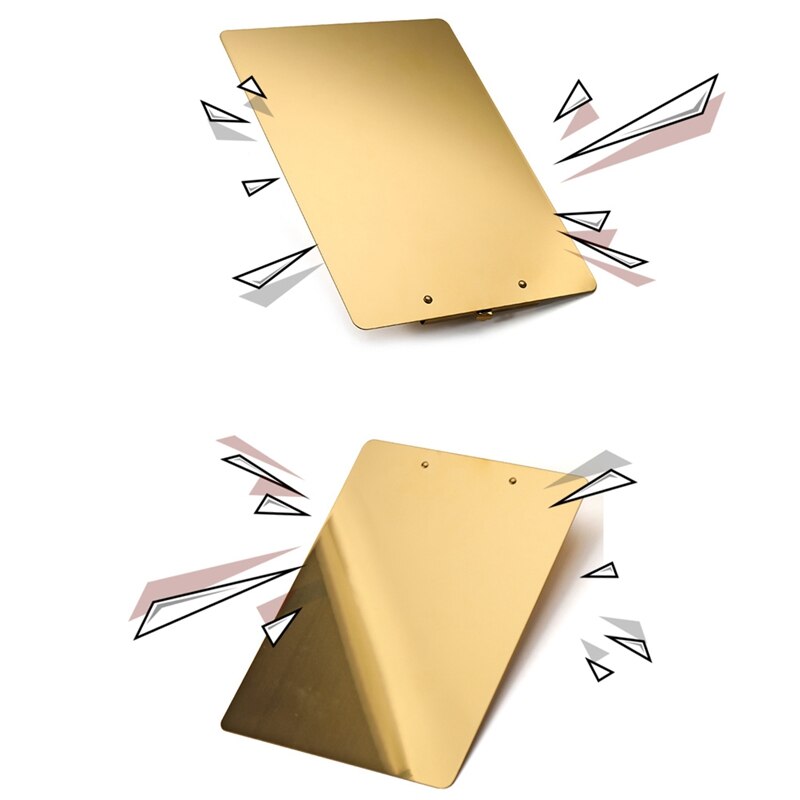 Golden Clipboard Tablet Metal Paper Storage Clips File Bill Docs Organizer Nordic Home Office Stainless Steel Table Decoration