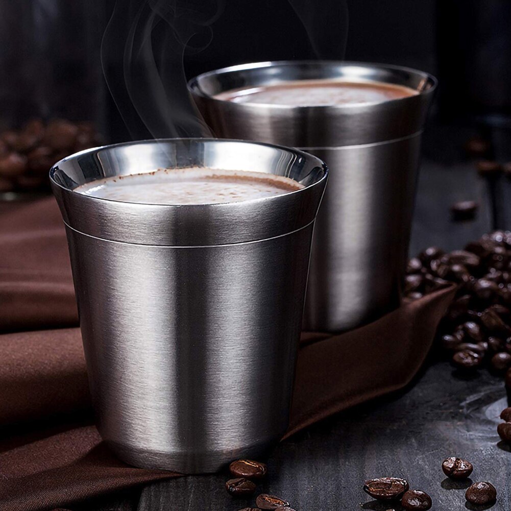 80ml /160ml Stainless Steel Espresso Cups Double Wall Demitasse Cups Vacuum Insulated Coffee Mug For True Espresso Coffee Lover