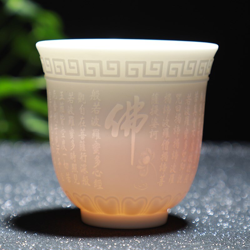 Keramik Buddha wort Tee tasse herz sutra mantra günstig Meister teetasse weiß porzellan einzigen tasse