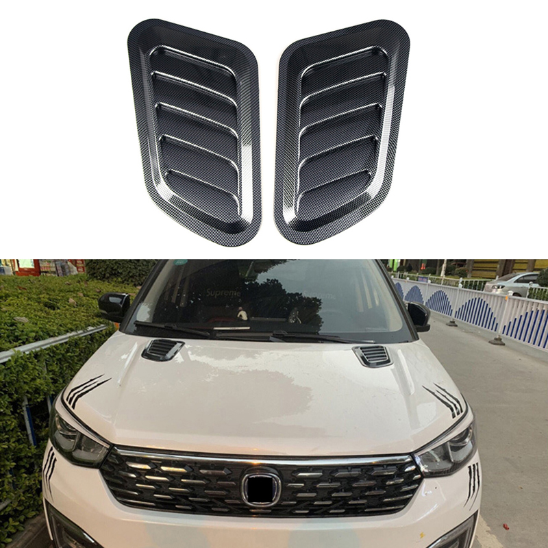 2PCS Universal Intake Scoop Turbo Bonnet Vent Cover Hood ABS Car Hood Air Outlet Decorative Carbon Fiber False Vent Hood Vehicle