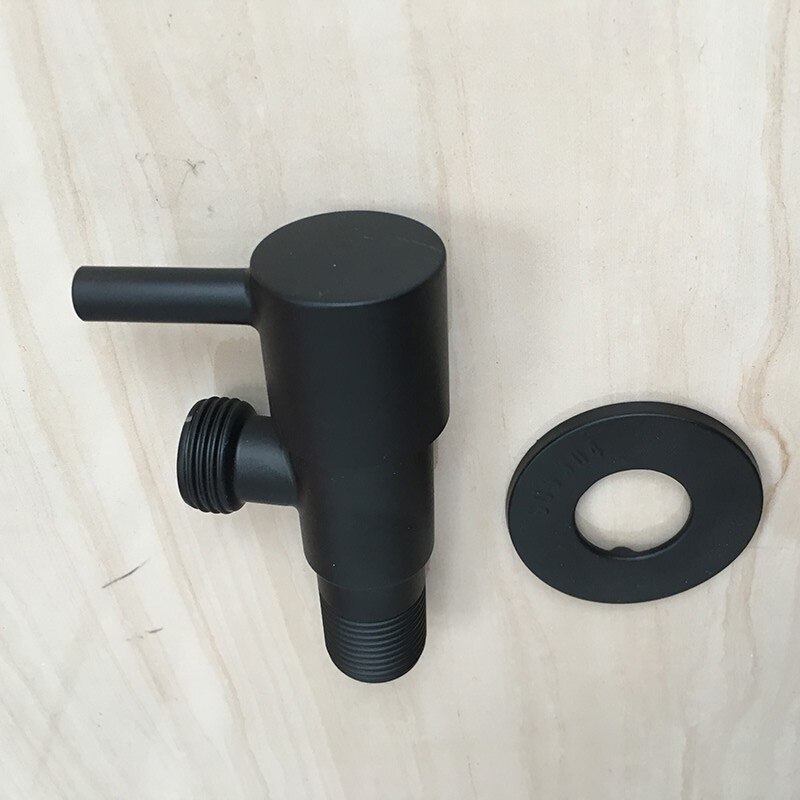 Een In Een Out Black 304 Rvs Hoekstopkraan G1/2 "Boiler Wc Inlaat Water Stop valve Kraan Inlaat Waterklep