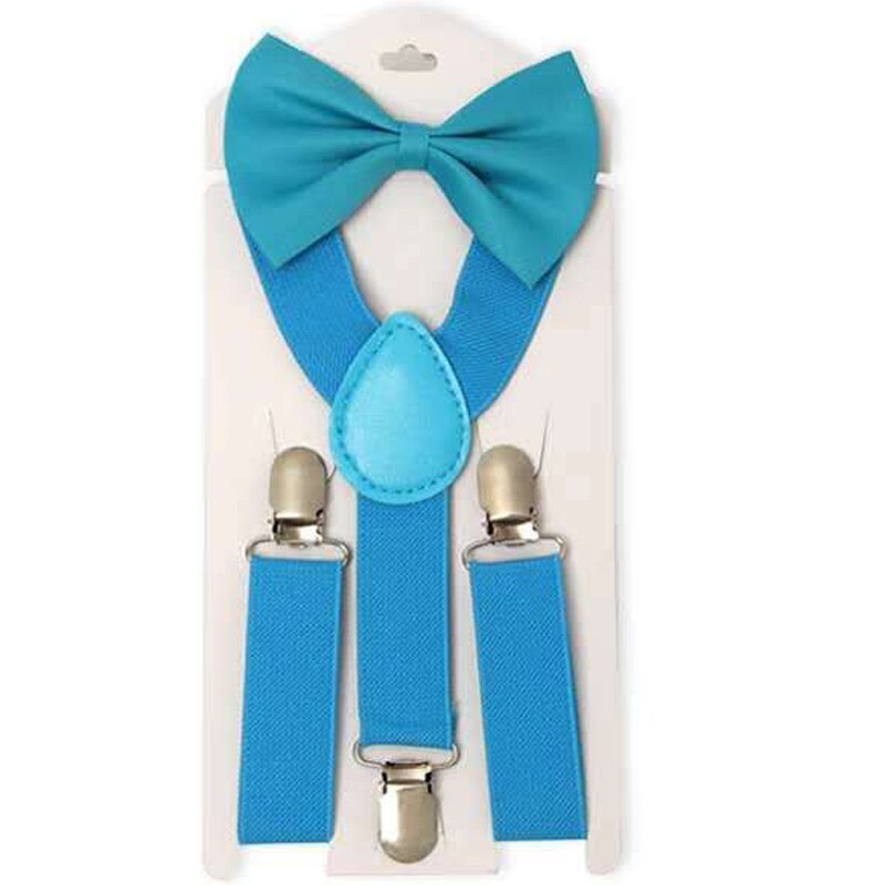 2 stks/set Jongens Bowtie Kid Jarretelle Y-Back Verstelbare Elastische Jongens Bretels Vlinderdas 1-8 Jaar bruiloft Bretels: lightblue