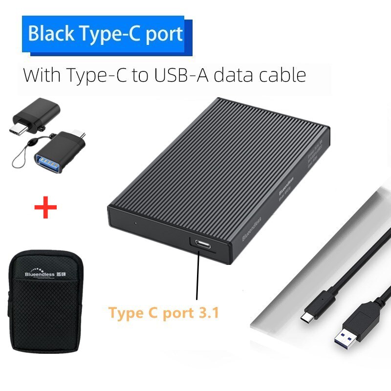 Aluminium hdd fodral 2.5 sata till usb 3.0 hårddisk fodral för ssd disk verktygsfritt typ  c 3.1 fodral extern hdd hölje: Mr23fc-cu01-255bb