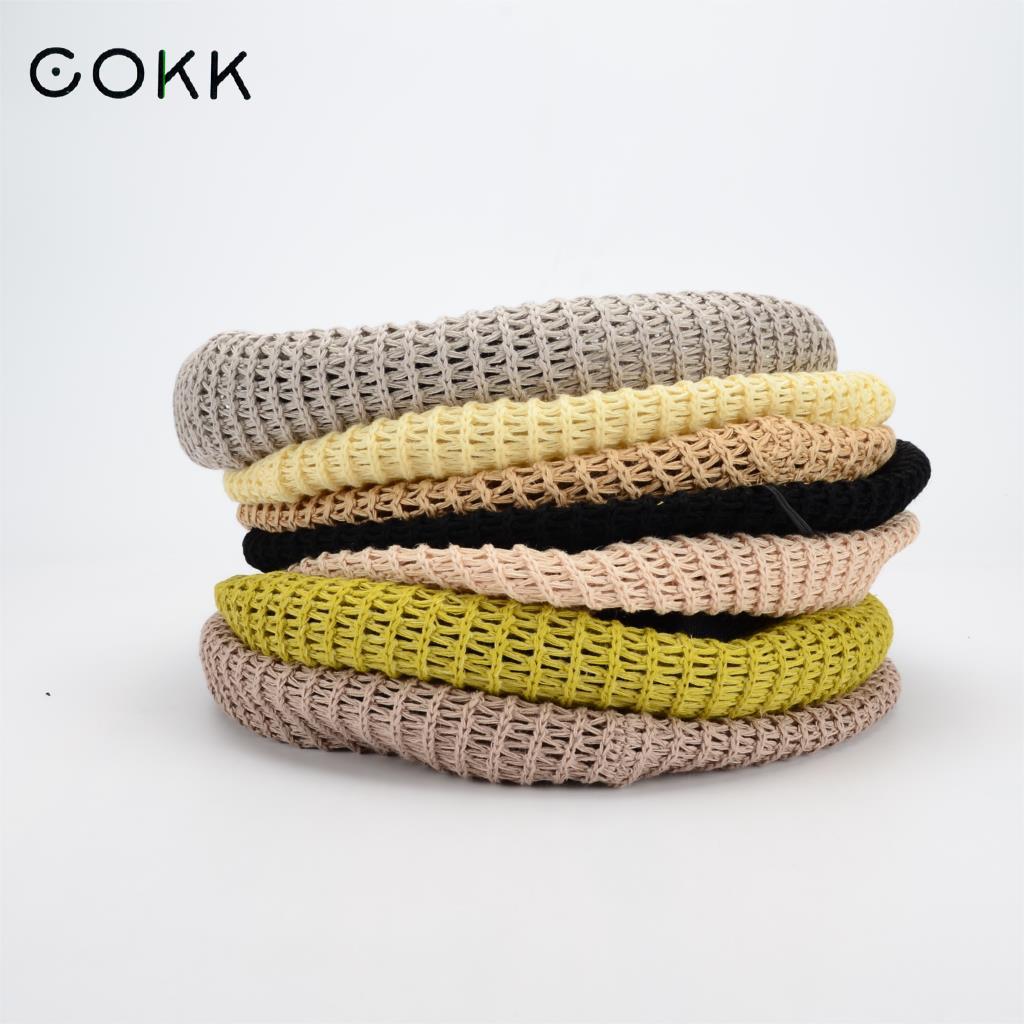 COKK-boinas francesas de punto hechas a mano para mujer, boinas negras huecas, transpirables, sombrero de pintor, boinas para estudiantes