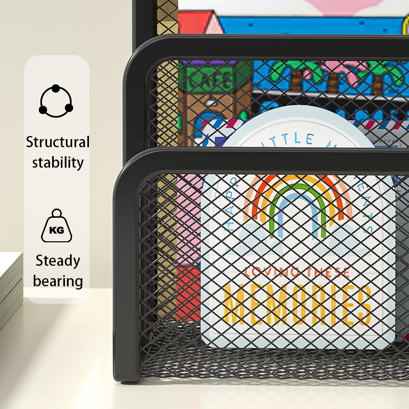 Desk Mail Organizer, 2 Pack Office Small Letter Sorter Desktop File Organizer Metal Mesh with 3 Vertical Upright Compartments