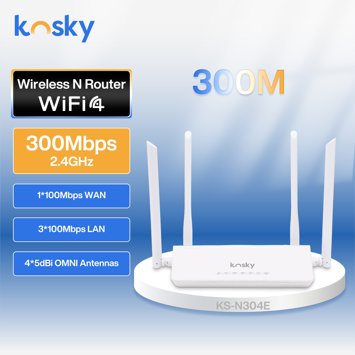 Router bezprzewodowy stacjonarny 300M, router Wi-Fi4, router bezprzewodowy, 802.11n, 2.4G, 300M, dla domu i SOHO