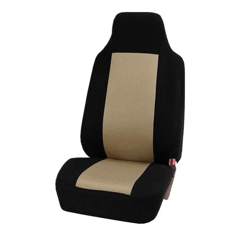 Car Seat Cover Airbag Compatible Ventilation Cloth Seat Protector Cushion Autos Universal Interior Accessories Fit Most Cars: 1 seat black beige