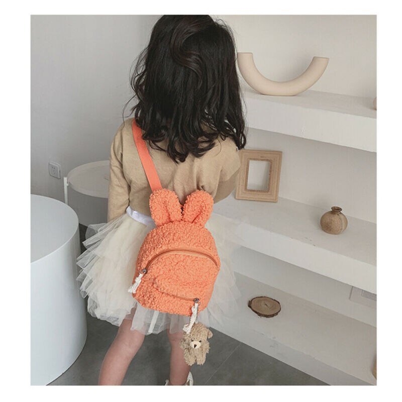 Kinderen meisjes kinderen fleece cartoon schattig rugzak baby peuter pluche klein mini schooltas schoudertas rugzak