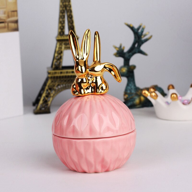 Nordique céramique boîte à bijoux scellé Animal stockage pot bonbons réservoir conteneur boucle d'oreille collier avec couvercle de mariage décoration de la maison: 6