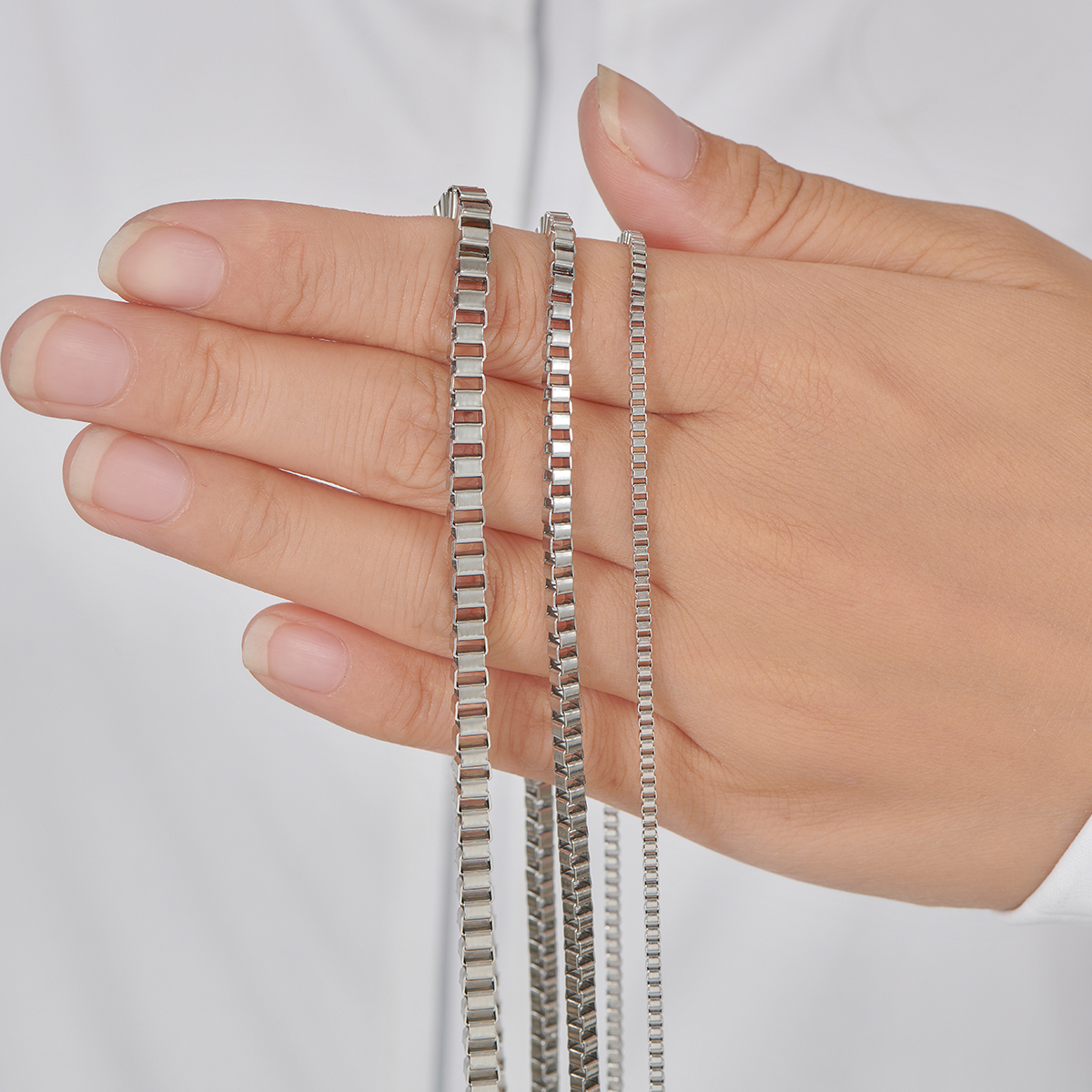 Hip Hop 2mm/3mm/4mm di spessore scatola catena a maglie in acciaio inossidabile classico stile punk collana per uomo donna gioielli da 14 a 40 pollici