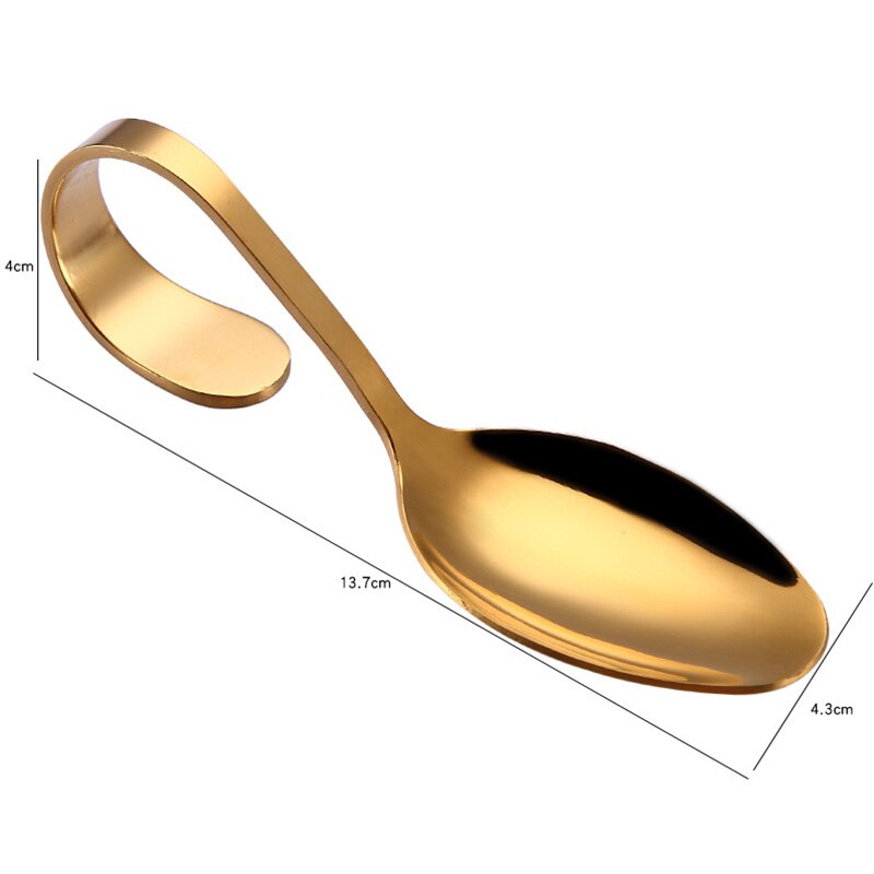 Gebogen Löffel Gebogenen Griff Geschirr Buffet Mahlzeit Marmelade Scoop Cafeteria Öffentlichen Service Löffel Edelstahl Gebogenen Griff Löffel: 7