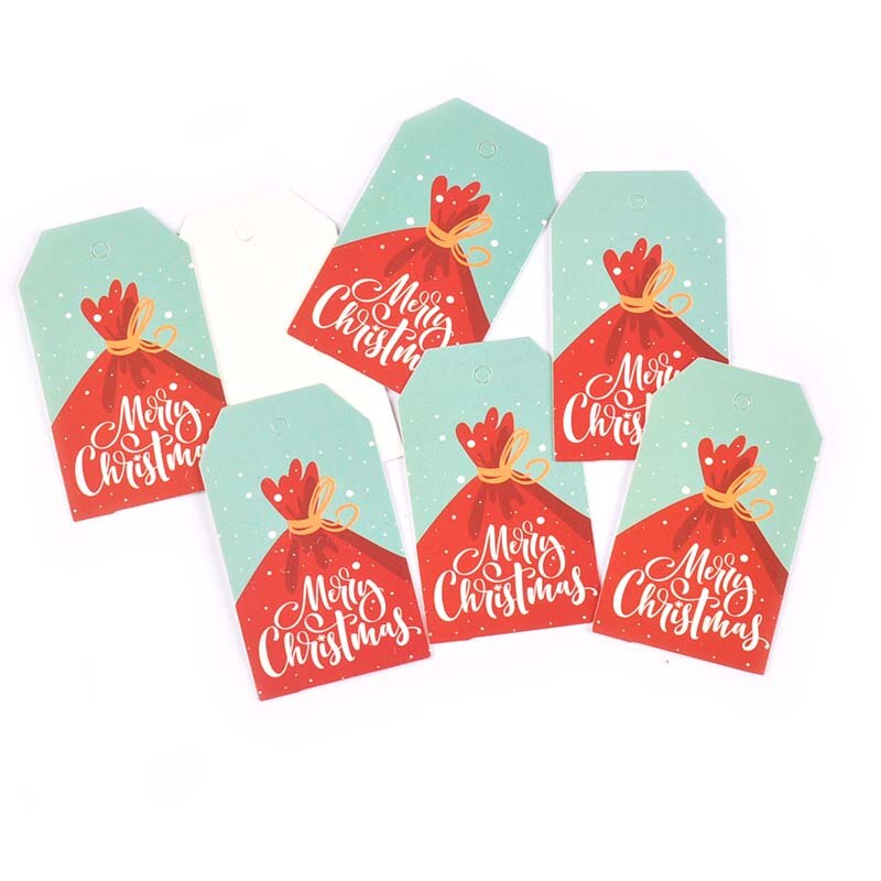 50 pièces papier Kraft mélangé carte père noël arbre papier étiquette HangTag bricolage fête boîte à bonbons étiquette de cuisson décor de noël C3010: 17