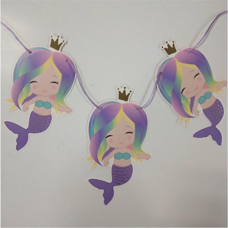 3m Cartoon Mermaid Banner Garland Baby Shower Birthday Party Flag Wedding Banner Party Decoration