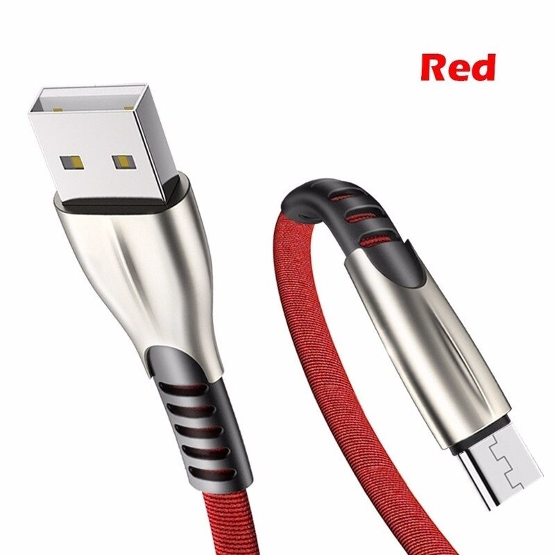 3a micro usb-kabel snellader android mobiele telefoon micro usb oplaadkabel datakabel opladen voor samsung  s7 edge xiaomi redmi note 5: Alleen rode 1m kabel