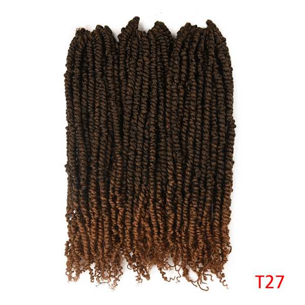 TOMO 18 Zoll 45cm Frühling Leidenschaft Twist Häkeln Haar Ombre Synthetische Flechten Haar Extensions 12 Wurzeln Flauschigen Häkeln Zöpfe: T1B/27