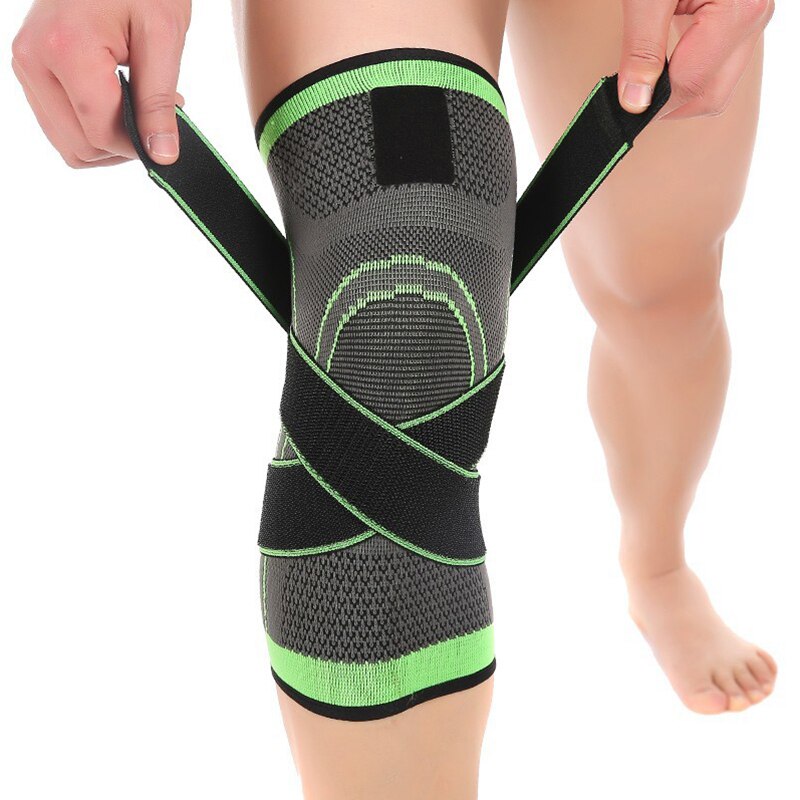 Newly Outdoor Sports Knee Compression Brace for Men Women Non Slip Sleeve with Straps Breathable Knit Kneepad CLA88: Green / XL