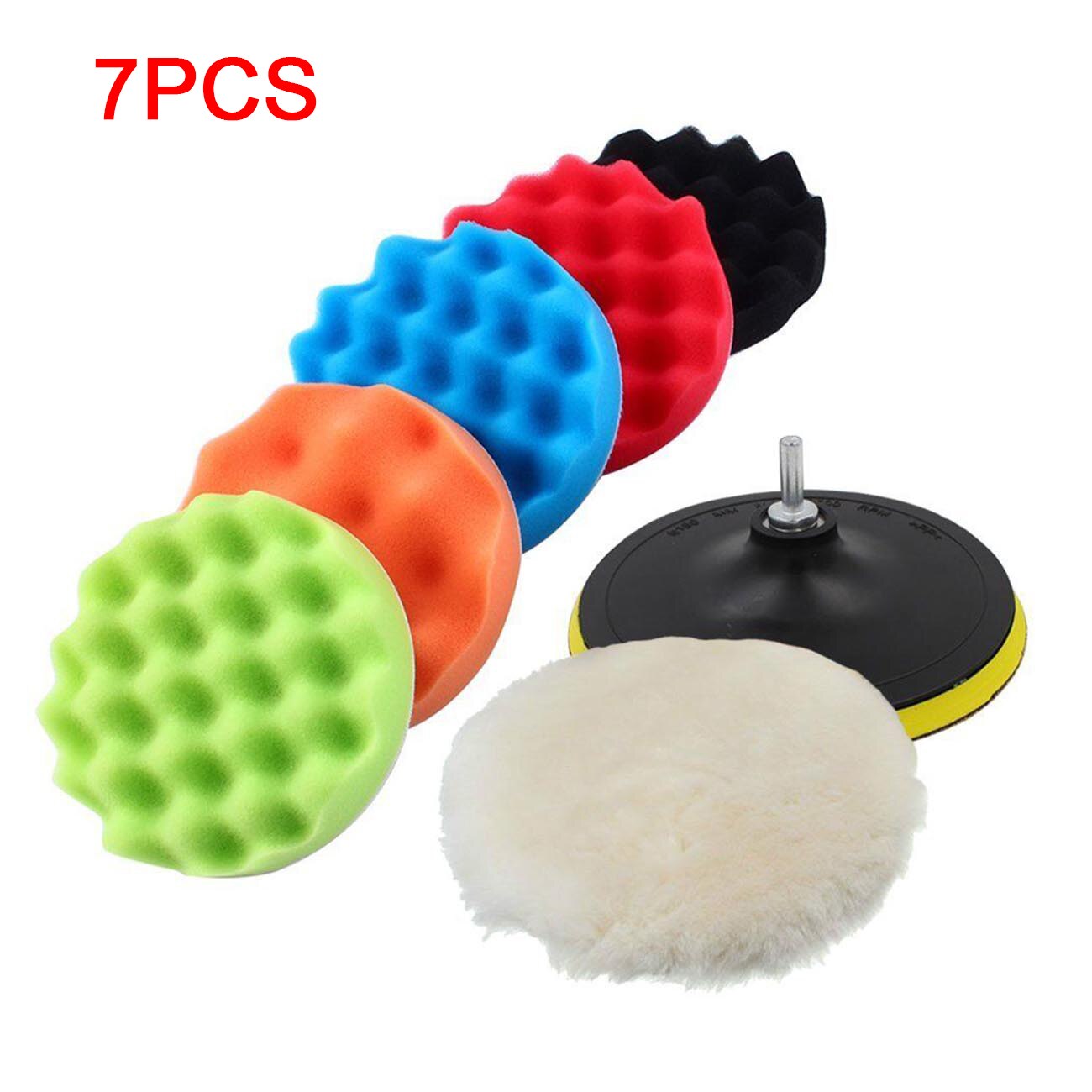 22pcs 3inch Polishing Sponge Pad Kits Waxing Sponge Wheel Polishing Disc Set M10 Polish Buffing Pad Electric Drill Accessories: 7pcs