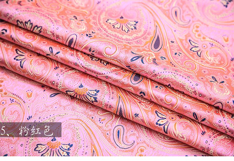 Amerikansk stil metallisk jacquard brokadestoff, silke nylon 3d jacquard stoff til frakkekjole bordduk dekorativt hjemmevev: Rosa