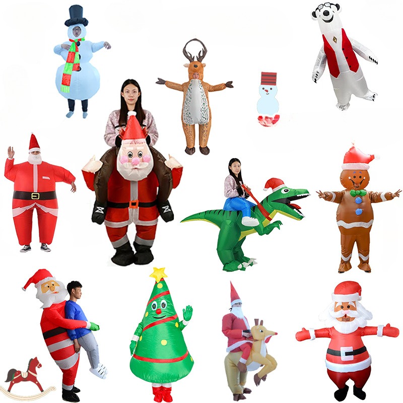 Aufblasbares Weihnachtsmann-Kostüm, Weihnachtsfeier, Rollenspiel-Requisite, Weihnachtsbaum, aufblasbarer Anzug für festliche Feiern