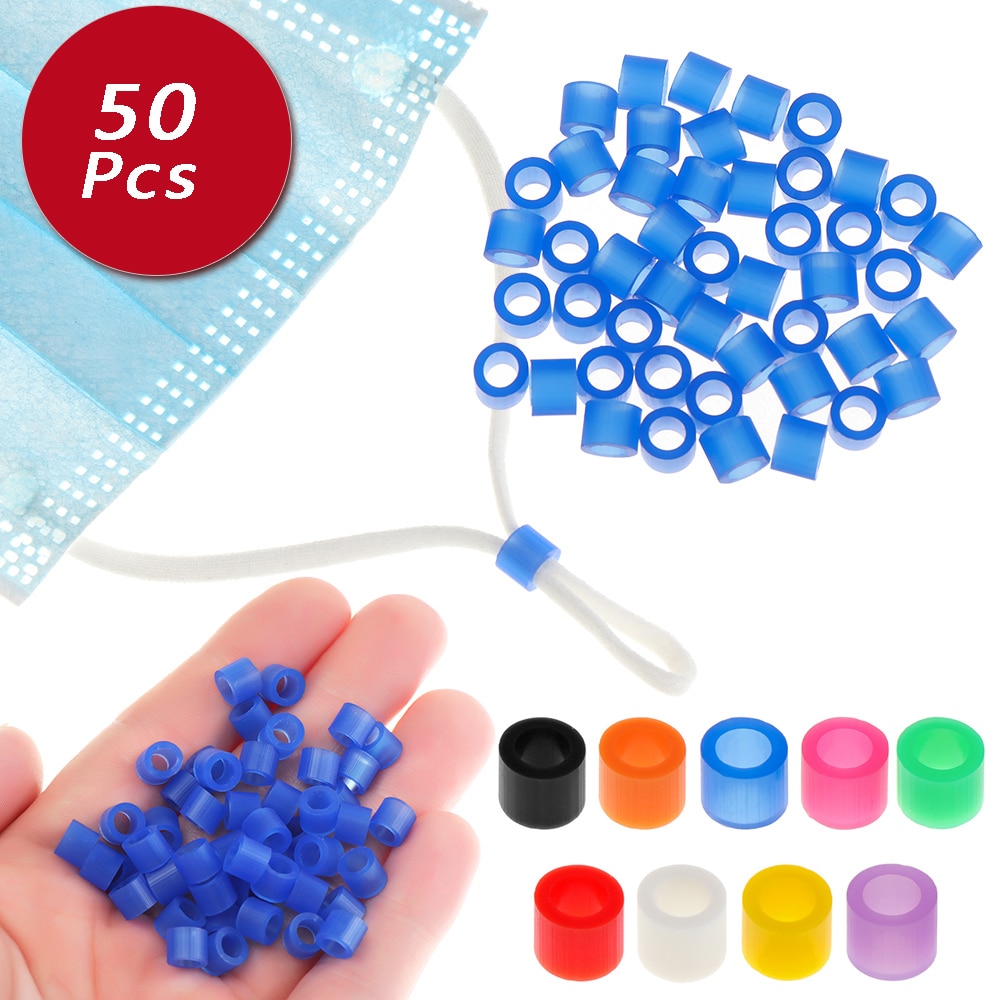 50PCS/Pack Cylindrical Silicone Cord Locks Toggles for Mask Drawstrings Adjustable Lanyard Buckle Elastic Cord Adjuster Non Slip