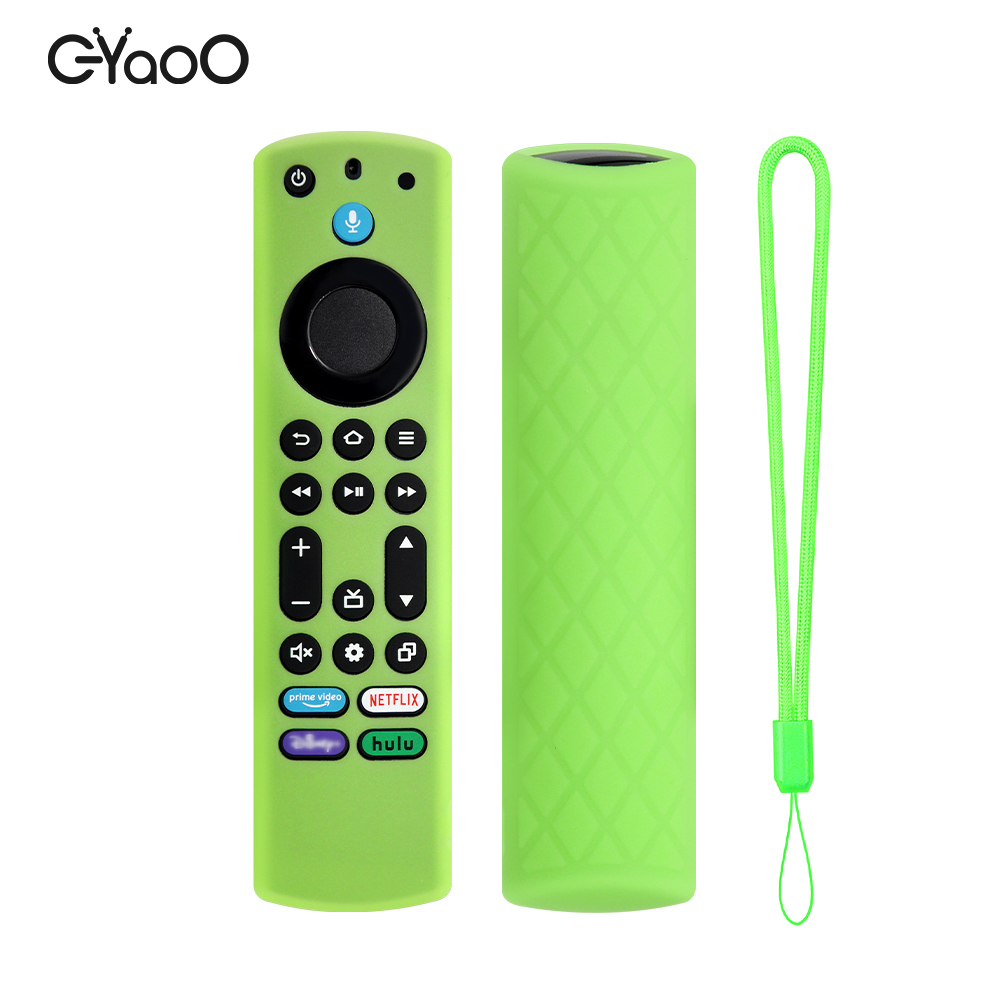 Silikonowa osłona pilota do Fire TV Stick 4K Max 2. generacji Fire TV Omni Series Remote ze smyczą świecącą w ciemności: green